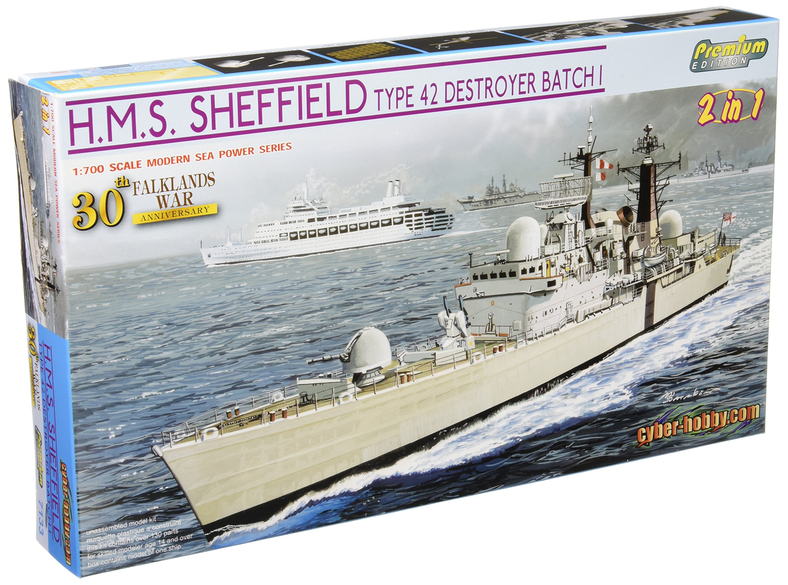 Cyber Hobby 1/700 H.M.S. Sheffield Type 42 Destroyer Batch 1 - Falklands War 30th Anniversary (2-in-1)