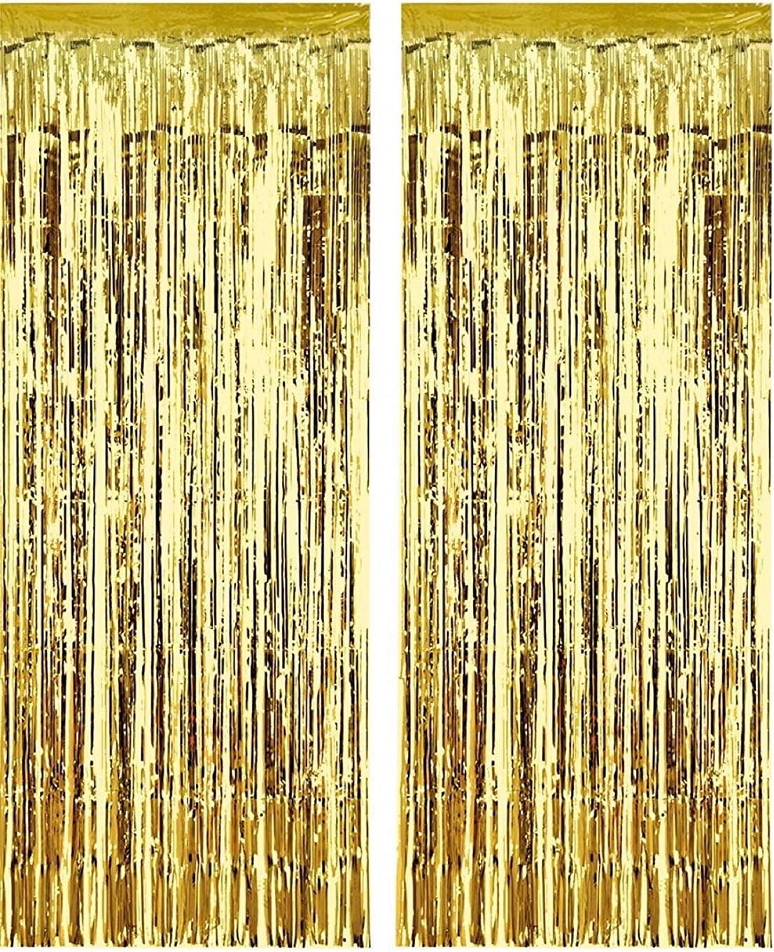 Amazon Com Set Of 2 Shiny Gold Metallic Foil Fringe Door Window