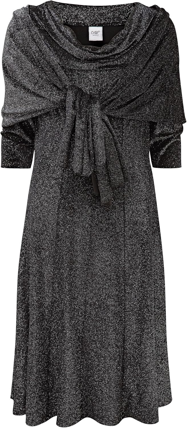 Amazon.com: Cotton Traders Womens Ladies Velour Cowl Neck Sparkle Dress with Shawl Elegant 10 