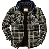 Legendary Whitetails Men's Hooded Shirt Jacket Plaid Flannel Berber Lined Polyfill Insulated