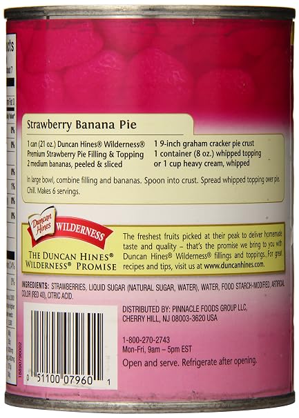 Duncan hines wilderness, premium pie filling&topping, strawberry (051100079601)