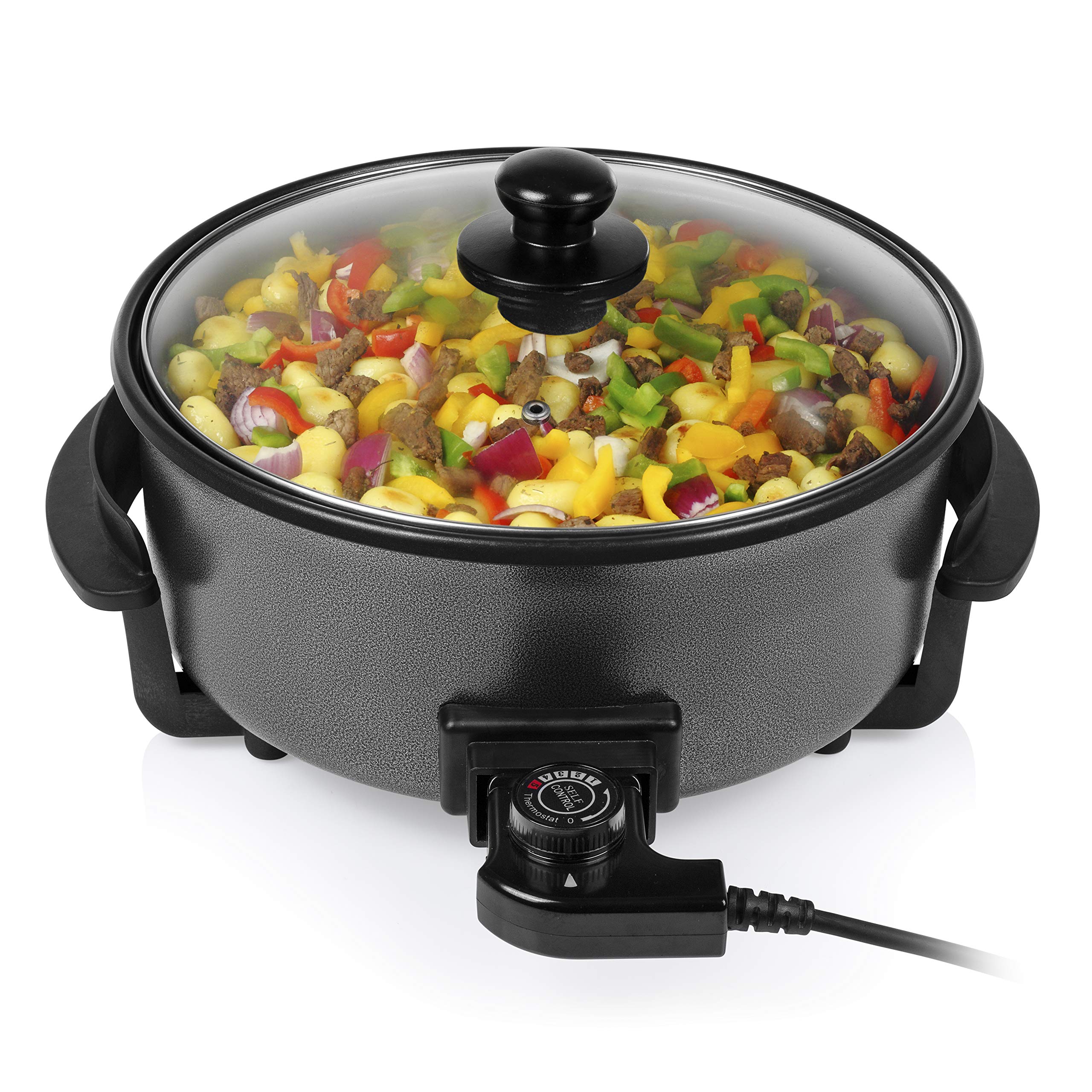 Tristar Pz-9135 - Sauteuse XL Multifonction - ⌀ 30 Cm - 5 L - pour 4 Personnes - Séparateur Inclus - Thermostat Réglable - 1 500 W, Noir