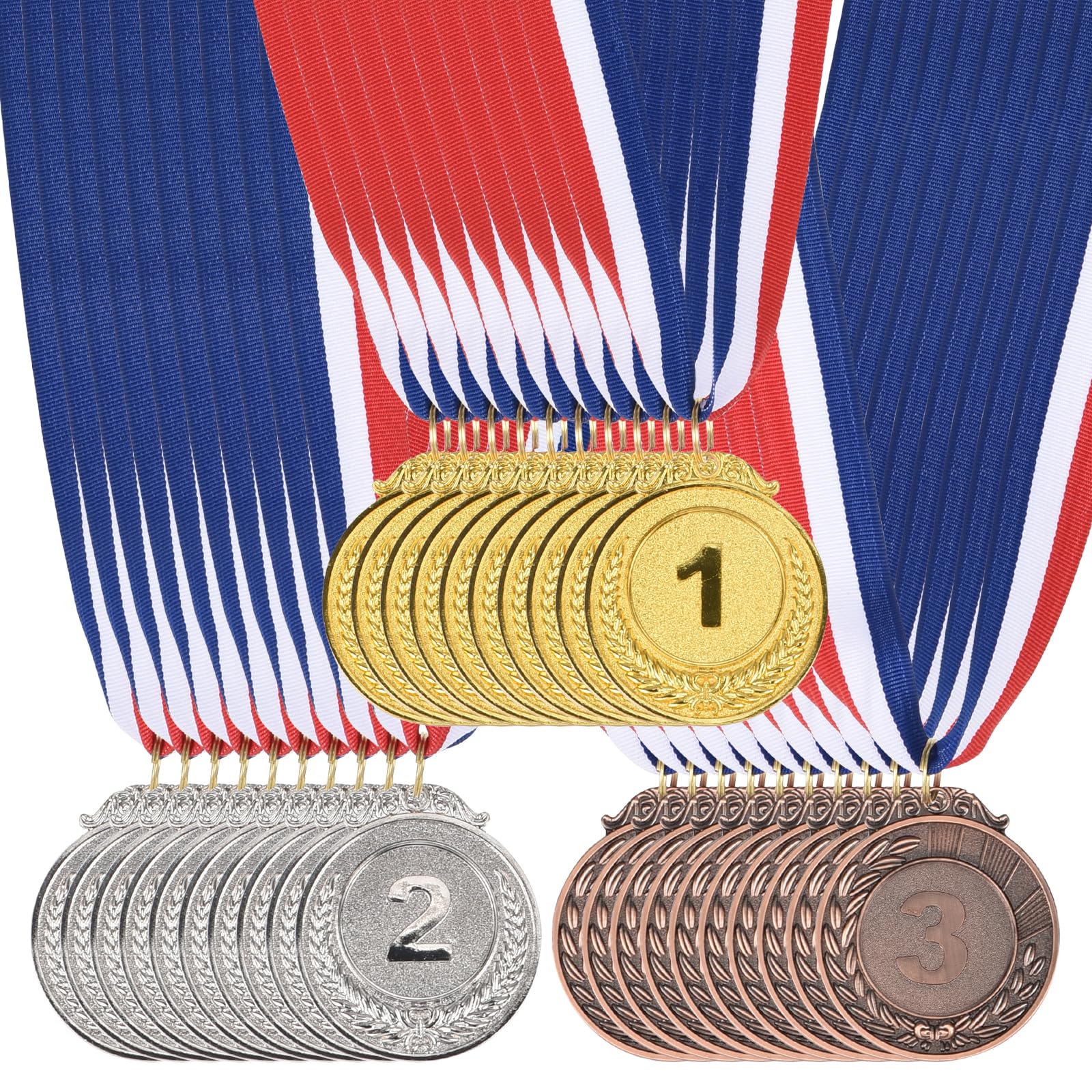 PATIKIL 30 Pieces Gold Silver Bronze Award Medals, 2-Inch Award Medals 1st 2nd 3rd Prizes with Ribbon for Team Games Sports Competitions