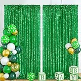 Green Sequin Backdrop Curtains 2 Pcs 5FTx10FT