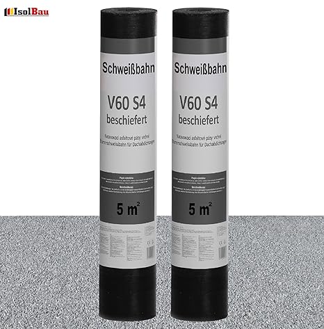 Schweißbahn V60 S4 beschiefert 2 x 5 m² GRAU Bitumenbahn Dachbahn Dachpappe
