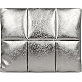 Comfyable Puffy Laptop Sleeve 15 Inch 16 Inch, Quilted Puffer Laptop Carrying Case, Pillow Pouch Compatible for MacBook Air 15 in M4 2025 & MacBook Pro 16 in M4 2024, Silver