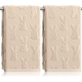HUFAND 2 Pcs Easter Hand Towels for Bathroom Cotton Happy Easter Bunny Jacquard Decorative Kitchen Dish Towels Set Soft Absorbent Holiday Bath Towel for Spring Home Decor Gift, 13.7 x 29.5 Inch