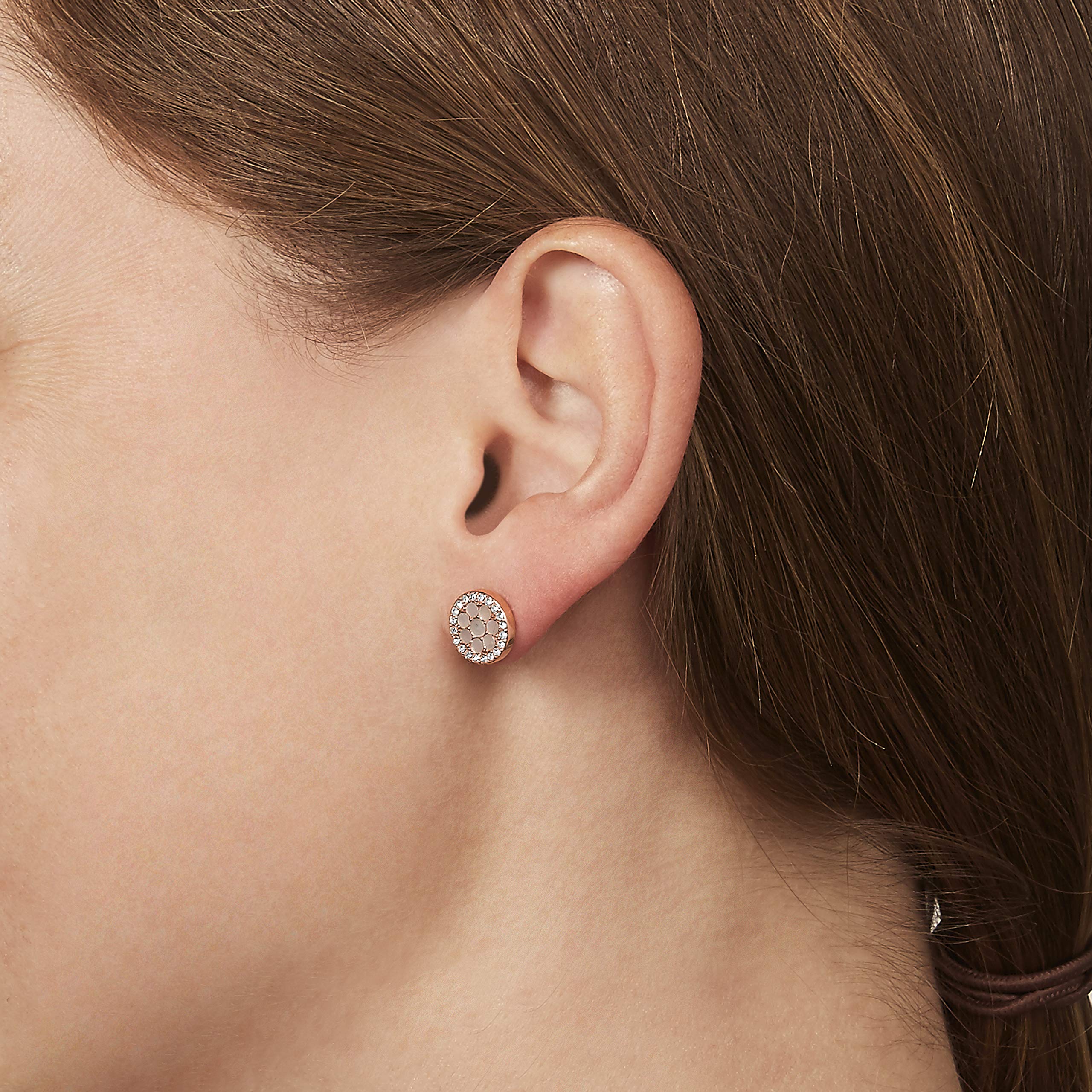 Fossil Ohrringe Für Frauen Mop, 10(D)*2.0(Dicke)mm Rose Gold Edelstahl-Ohrringe, JF02906791