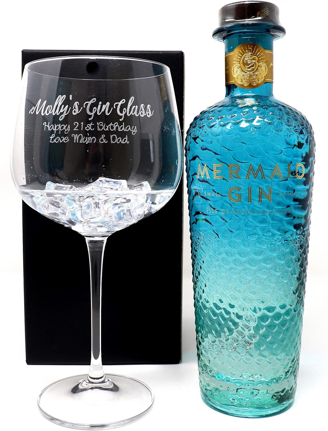 Engraved/Personalised *Gin Design* Gin Balloon Glass + Bottle of Gin