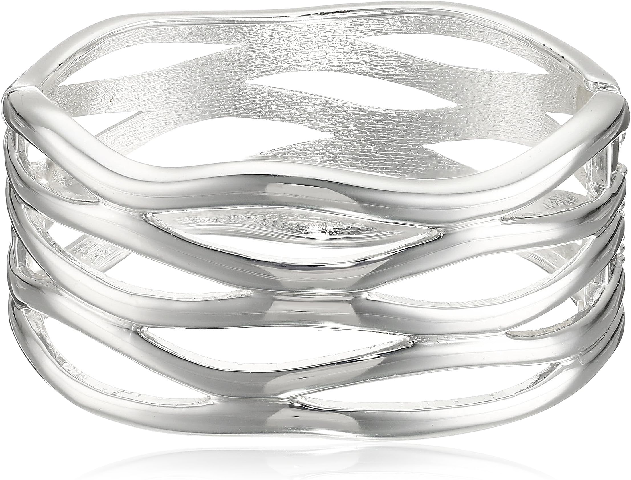 Robert Lee Morris Soho Silver Sculptural Cut Out Hinged Bangle Bracelet