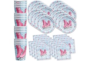 BIRTHDAY GALORE Ice Skating Birthday Party Supplies Set Plates Napkins Cups Tableware Kit for 16