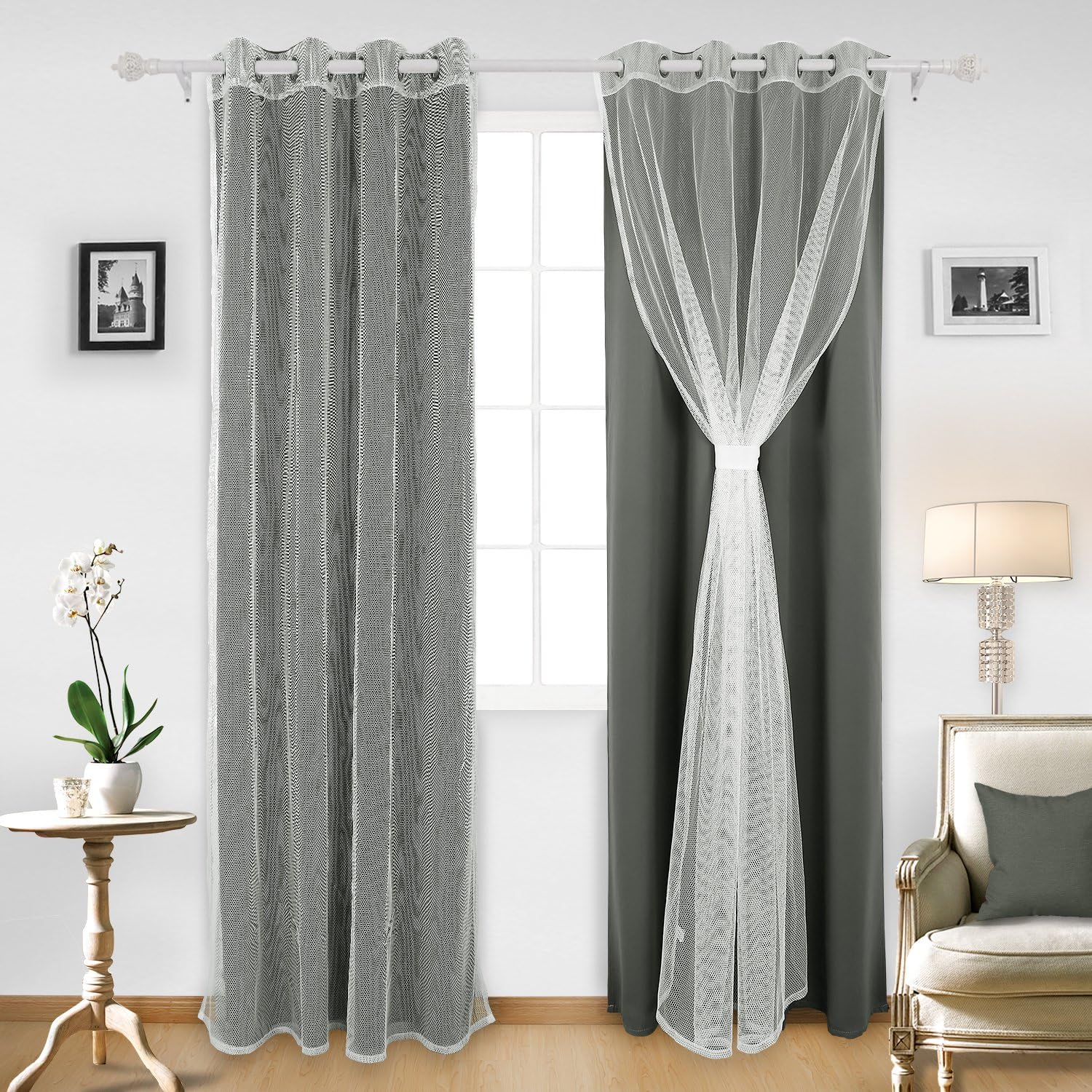 Amazon Com Deconovo Mix And Match Set 2 Dark Grey Blackout