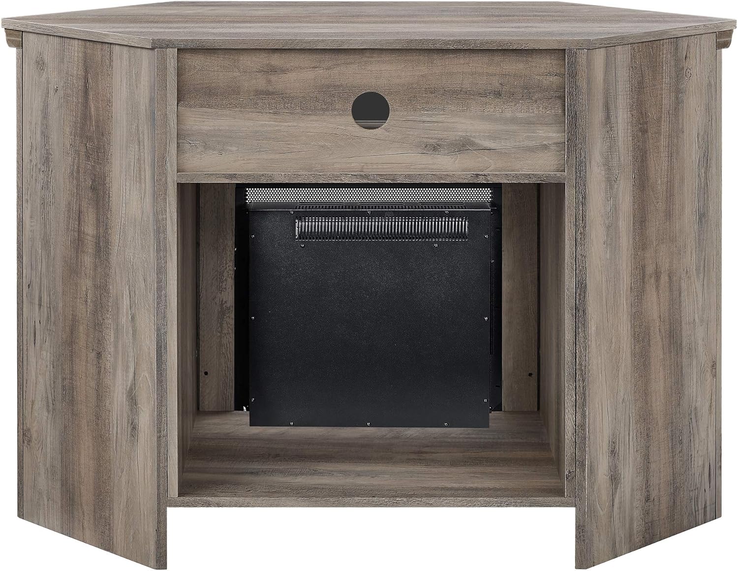 Walker Edison Alcott Classic Glass Door Fireplace Corner TV Stand for TVs up to 55 Inches, 48 Inch, Grey Wash: Furniture & Decor
