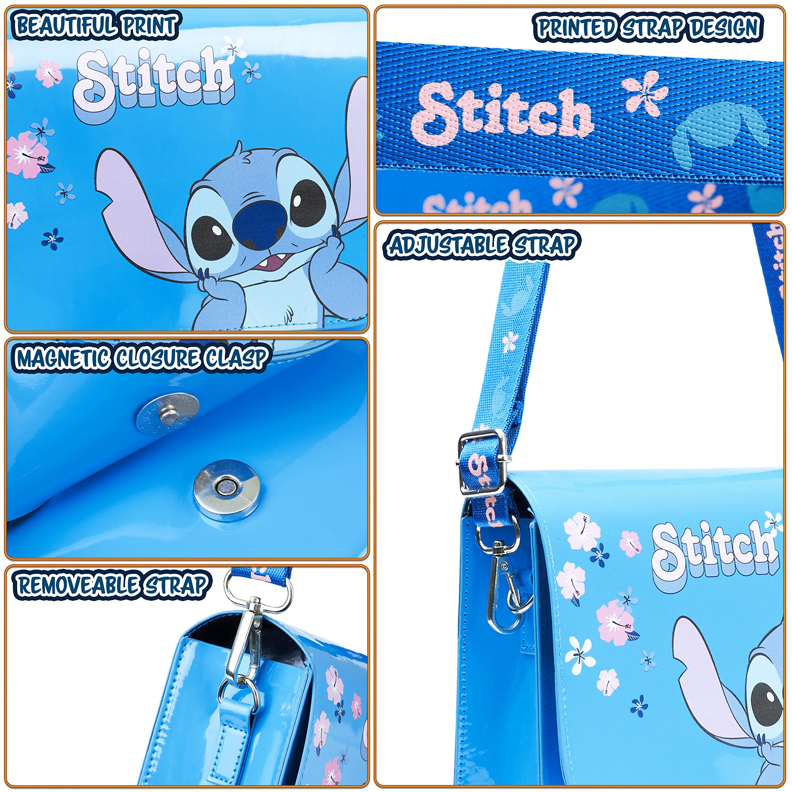 Disney Stitch Shoulder Bag for Women and Teen Handbag Adjustable Strap Cross Body Bag Travel Holiday Fashion Accessories Bags