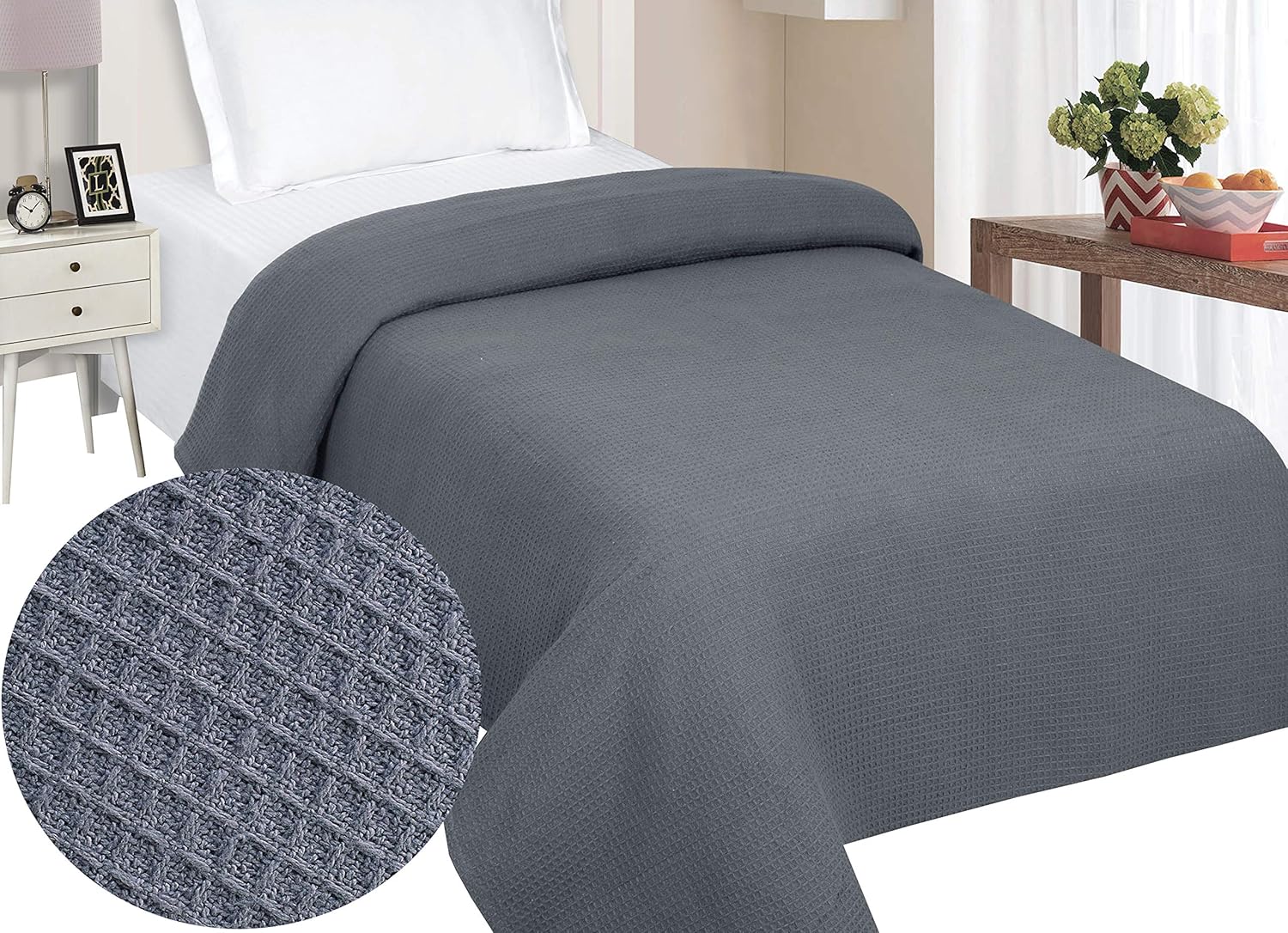 Cotton Blanket Twin Charcoal 60x90 Inch,Charcoal Blanket