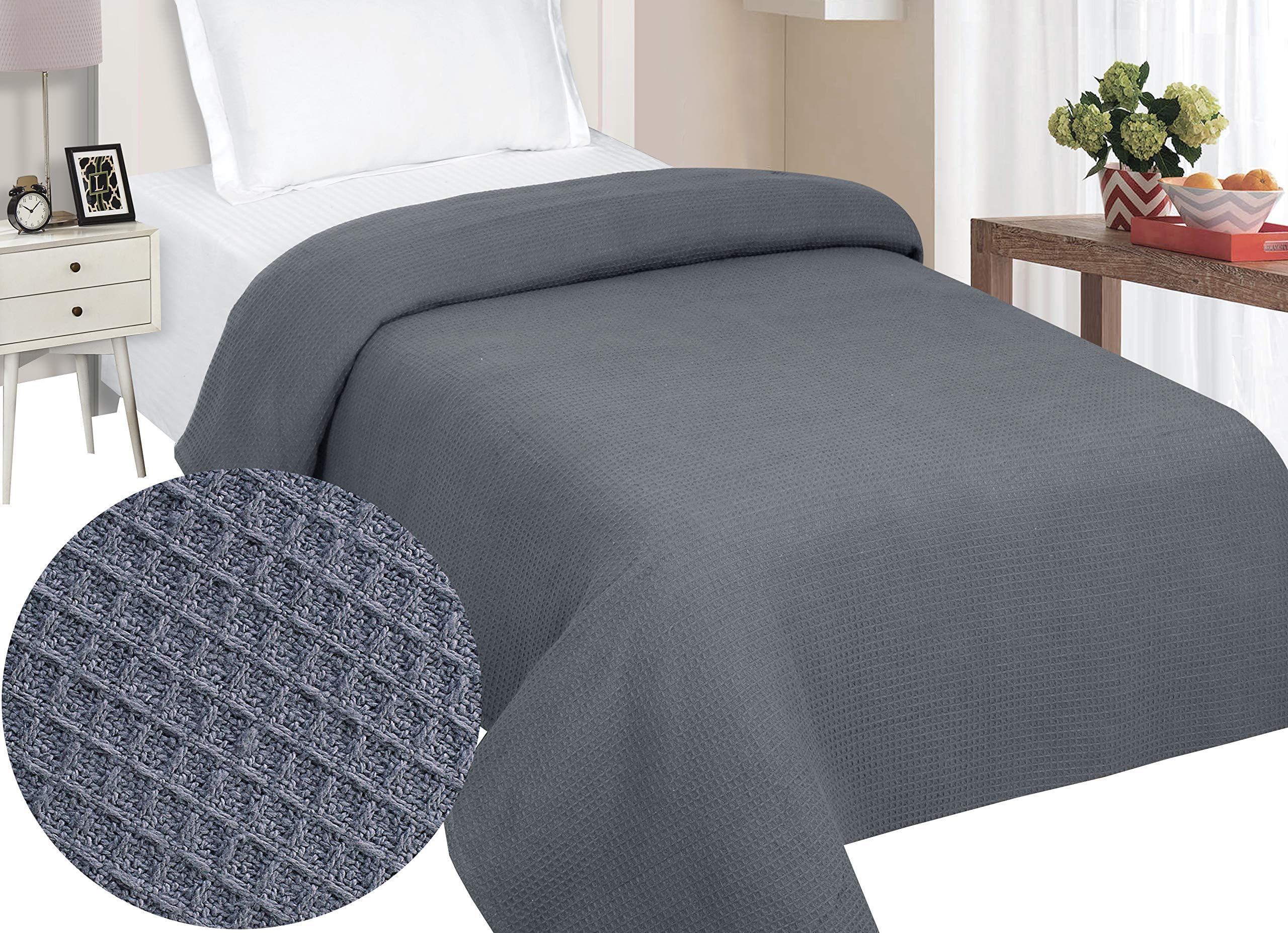 Cotton Blanket Twin Charcoal 60x90 Inch,Charcoal Blanket,Farmhouse Throw Blanket,Snuggle in these Super soft cozy cotton bkankets-Perfect for layering any bed-Provides comfort and Warmth for years