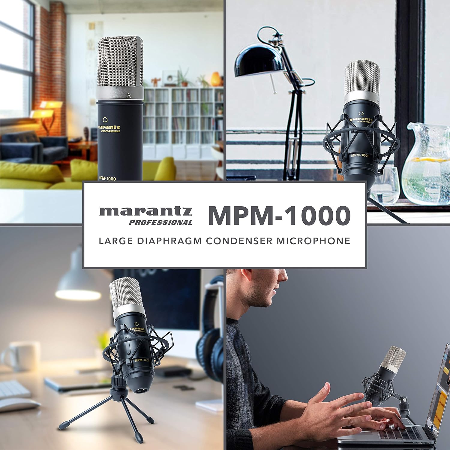 Marantz Pro MPM1000 - Studio Recording Condenser Microphone with Shockmount, Desktop Stand and Cable – Perfect for Podcasting and Voiceover Projects: Musical Instruments