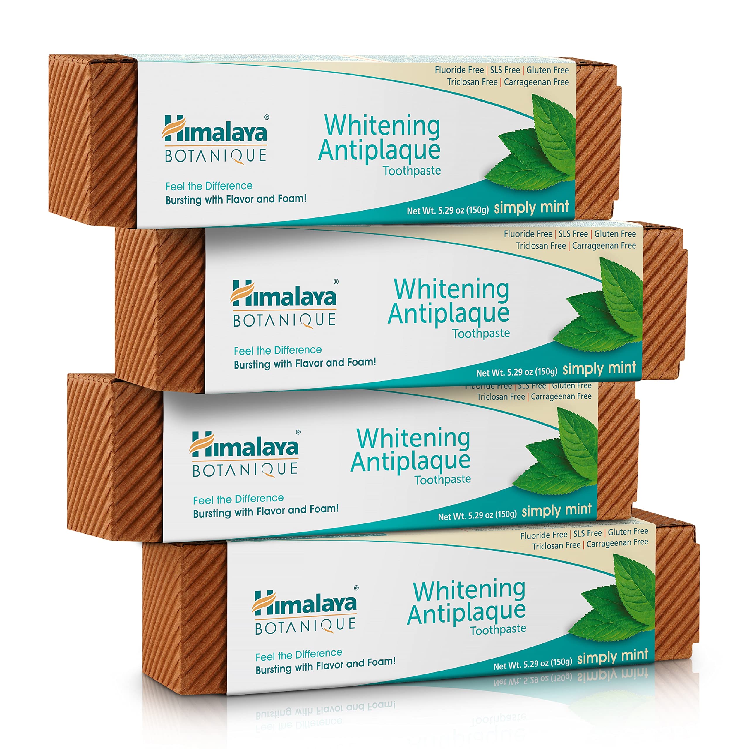 Botanique Whitening Simply Mint |Prevents Germs and Improves Oral & Dental Health |Strenghtens Teeth| All Natural, Fluoride & SLS Free | 100% Vegetarian and Vegan Friendly- 150g (Pack of 4)