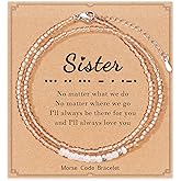 ASKRAIN Morse Code Bracelets for Women, Inspirational Funny Bead Wrap Bracelets Gifts for Best Friends Sister Her Women Female