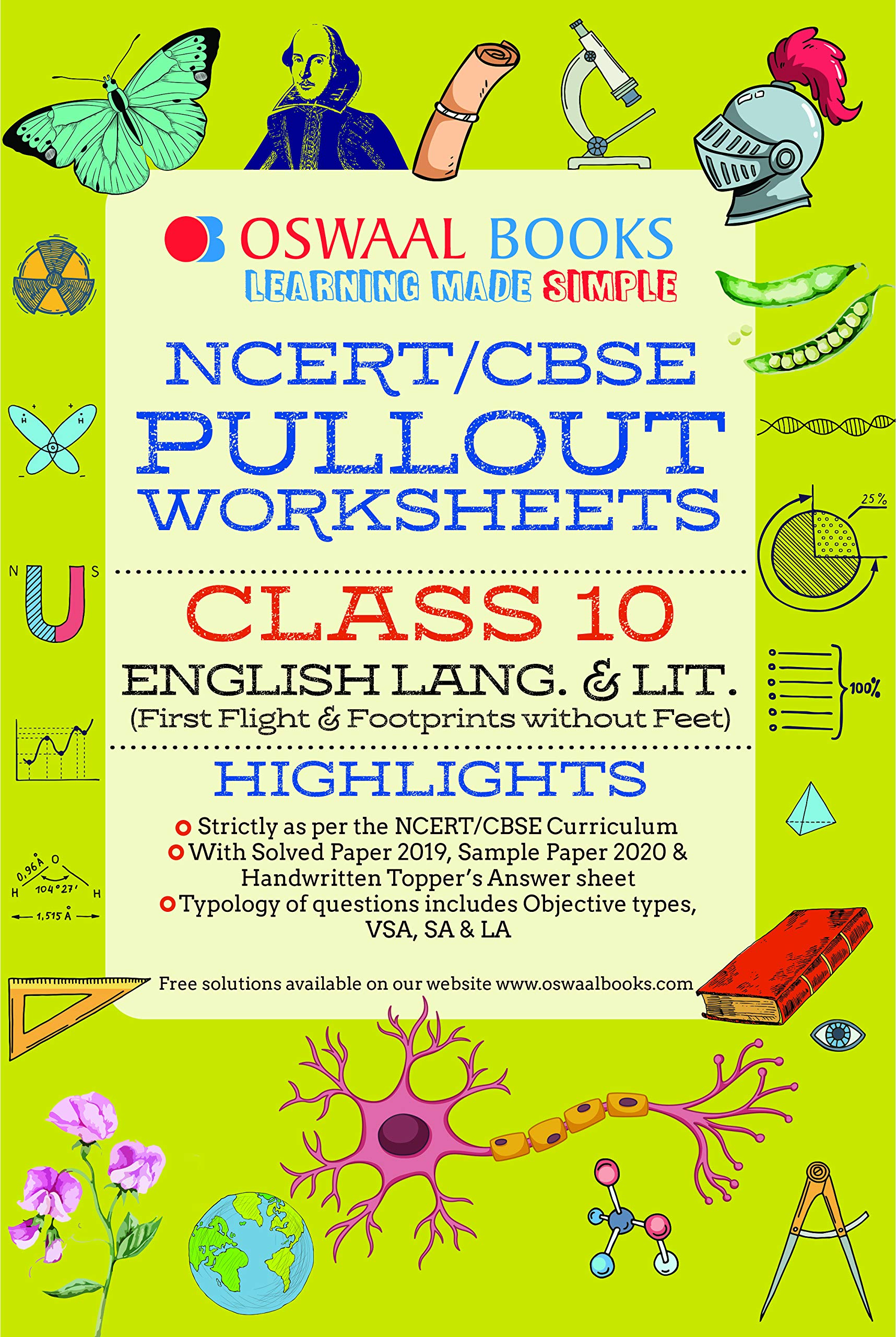oswaal ncert cbse pullout worksheets class 10 english language and literature for march 2020 exam 9789389135954 amazon com books