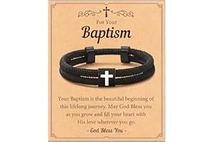 Shonyin Adjustable Faith Cross Bracelet for Teen Boys, Confirmation First Communion Easter Gift for Son, Grandson, Nephew, Brother, Bonus Son, Brother-in-law 6-21 Years Old