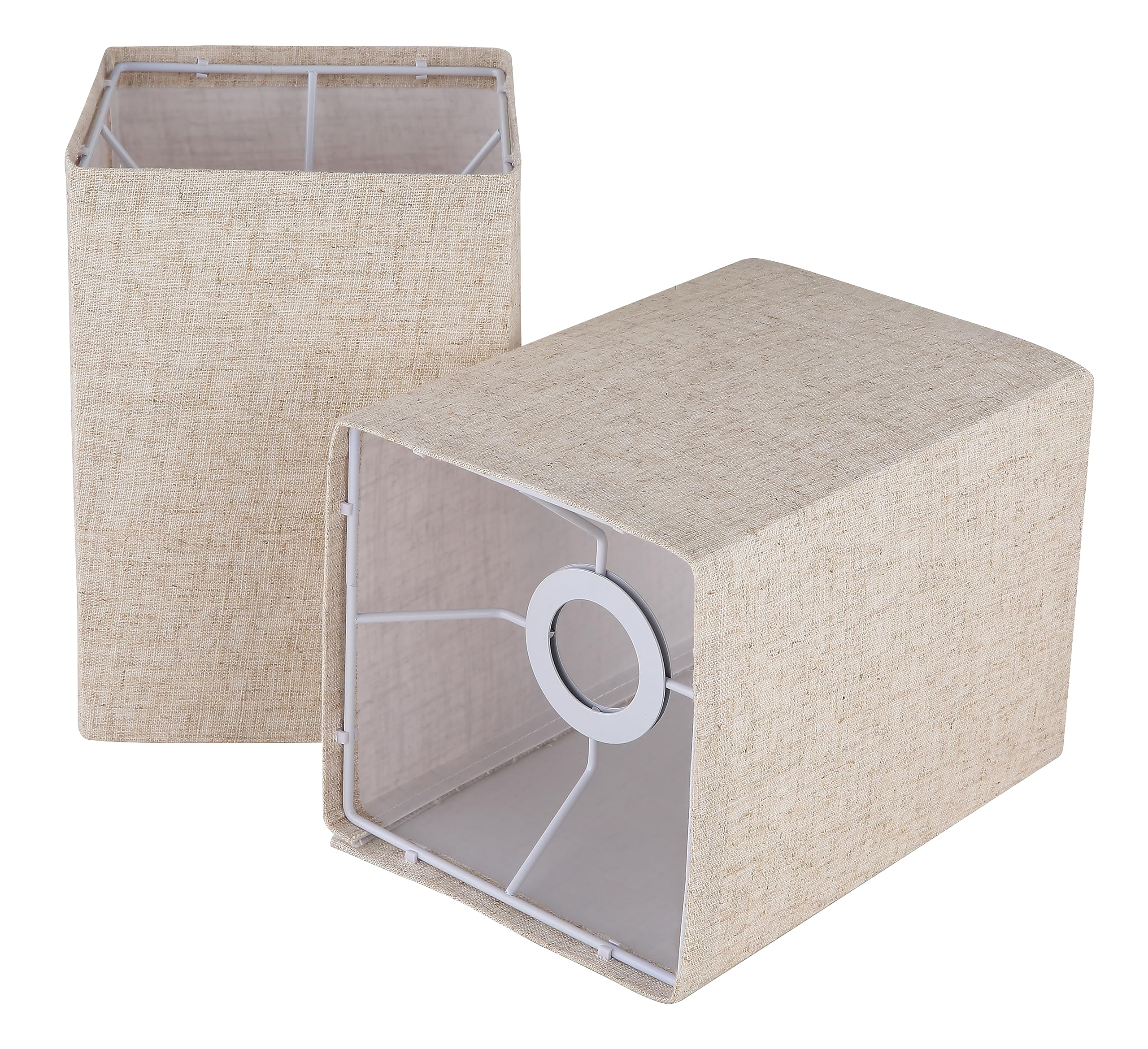 Photo 1 of Ruiever Square Lampshades Set of 2, Linen Lampshades L6.3"x W6.3" x H9.84" High, Easy Assembly Replacement Fabric Shades for Table Lamps Floor Lamps, Beige Color