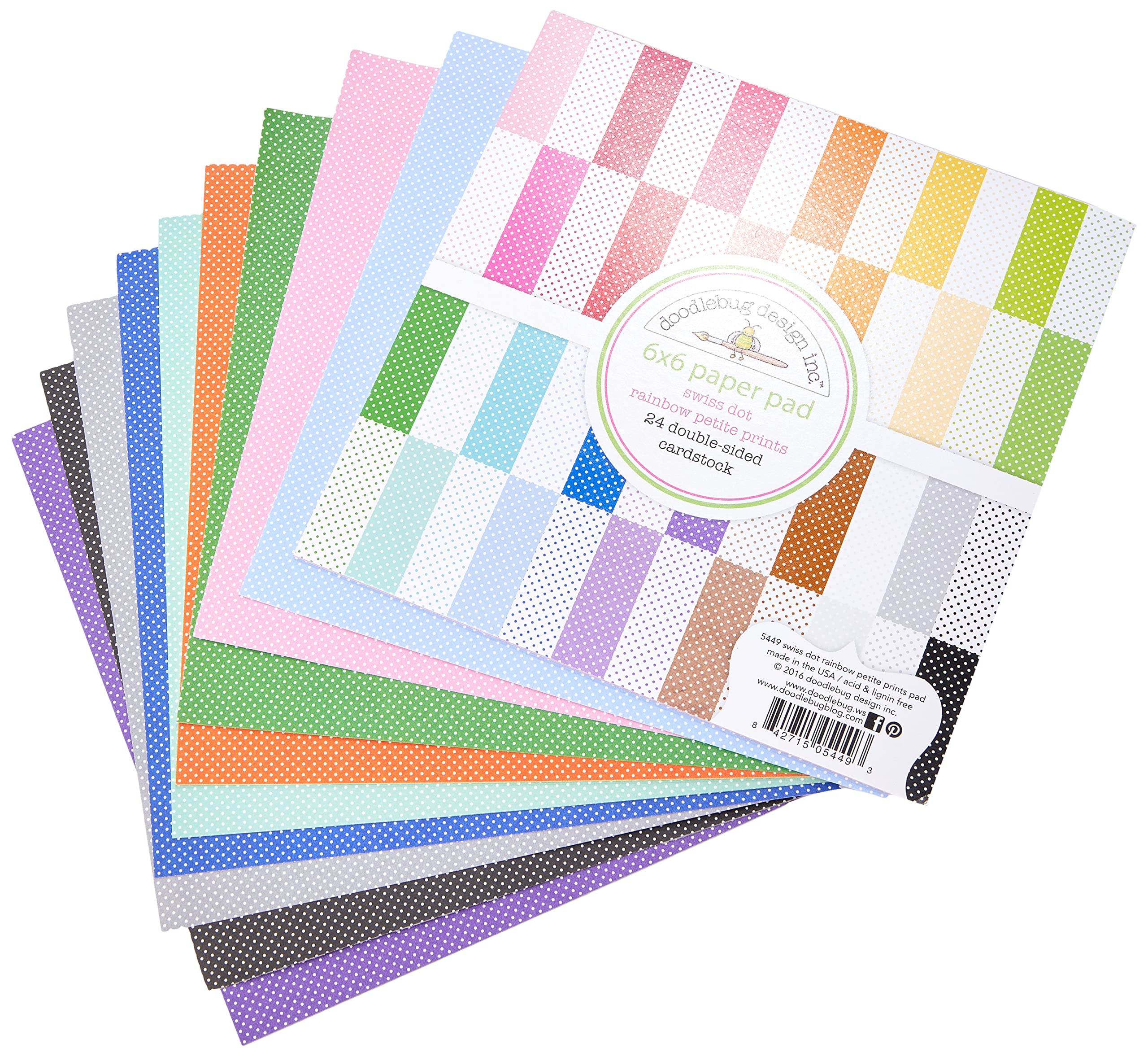 Doodlebug 5449 Petite Prints Double-Sided Paper Pad, Multi-Colour, 6 x 6-Inch, Pack of 24