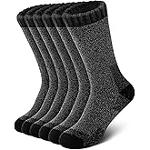 Senker Fashion Merino Wool Socks for Men Women, Hiking Thermal Warm Thick Crew Sock for Winter Outdoors Work 3 Pairs