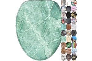 Sanilo Soft Close Toilet Seat ELONGATED, Quiet and Slow Close Lid and Seat, Strong Bumpers and Hinges, Marble Green