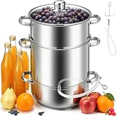 VIVOHOME Stainless Steel Steam Juicer for Canning Fruit and Grape Juice | 11 Qt Juice Steamer Extractor Pot with Tempered Glass Lid, 2 Hoses, Clamp, Loop Handles