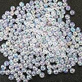 HERZWILD 2000Pcs Round UV Acrylic Beads Ab Clear Round Beads Colorful Laser Bubble Bead Colorful Ball Bead for DIY Jewelry Craft Making Necklace Bracelet Earrings Key Chains(round0.6)