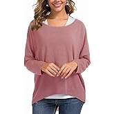 UGET Women's Oversized Baggy Tops Loose Fitting Pullover Casual Blouse T-Shirt Sweater Batwing Sleeve