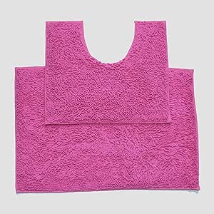 Amazon.com: Large Hot Pink 2 Piece High Pile Chenille Bath ...
