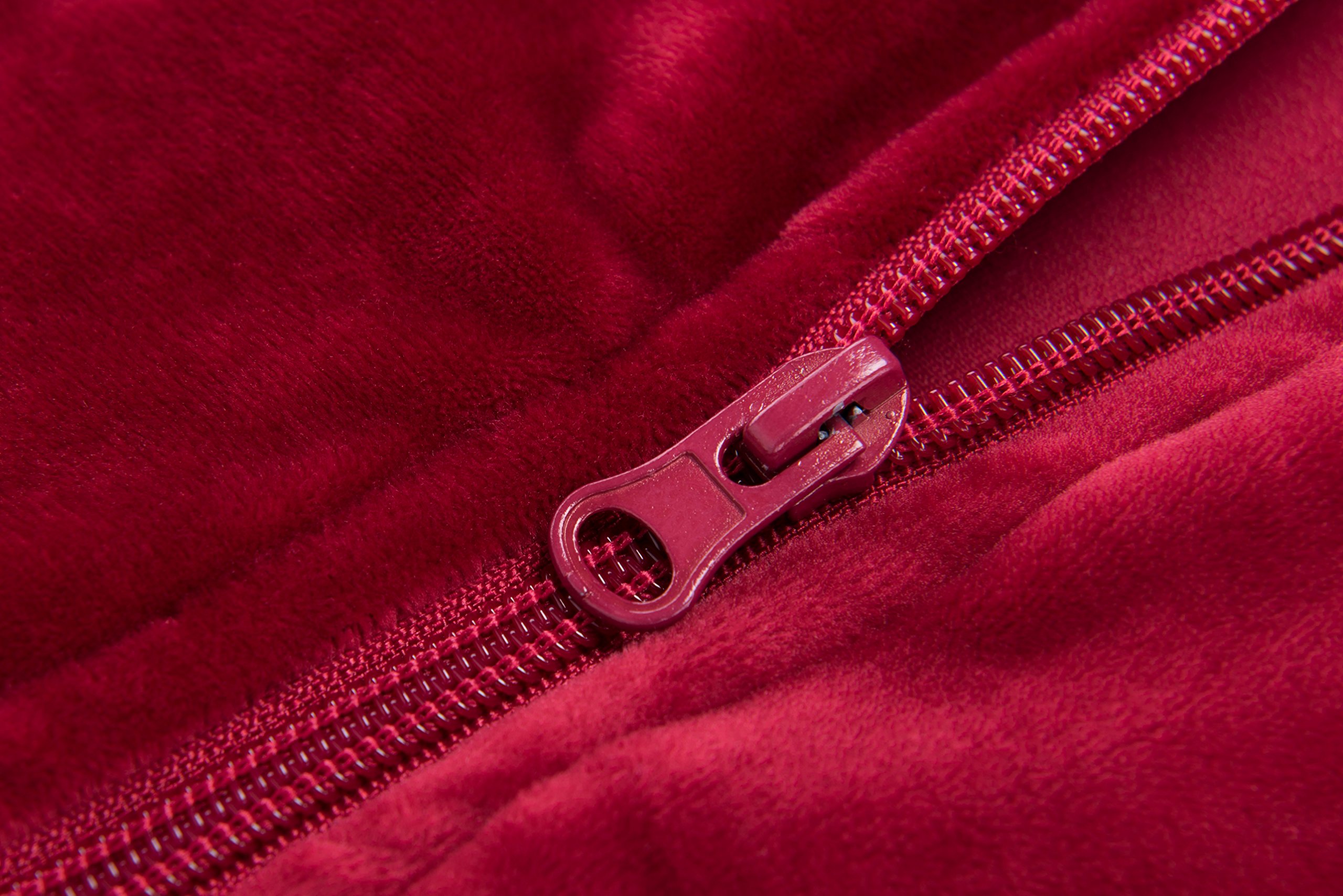 SPECIAL MAGIC Women\'s Ultra Soft Striped Velvet Zip Up Jacket Hoodie With Pockets Wine Red M