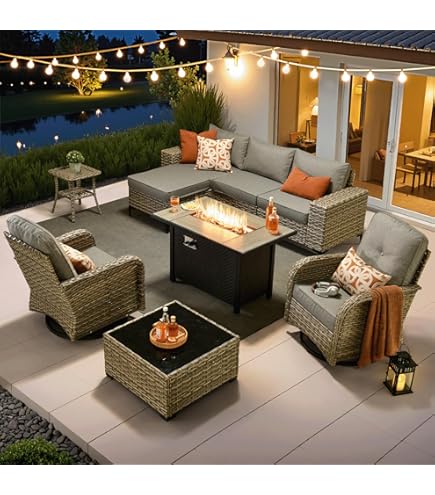 Amazon.com: ovios 9 Pieces Patio Furniture Set with Square Fire