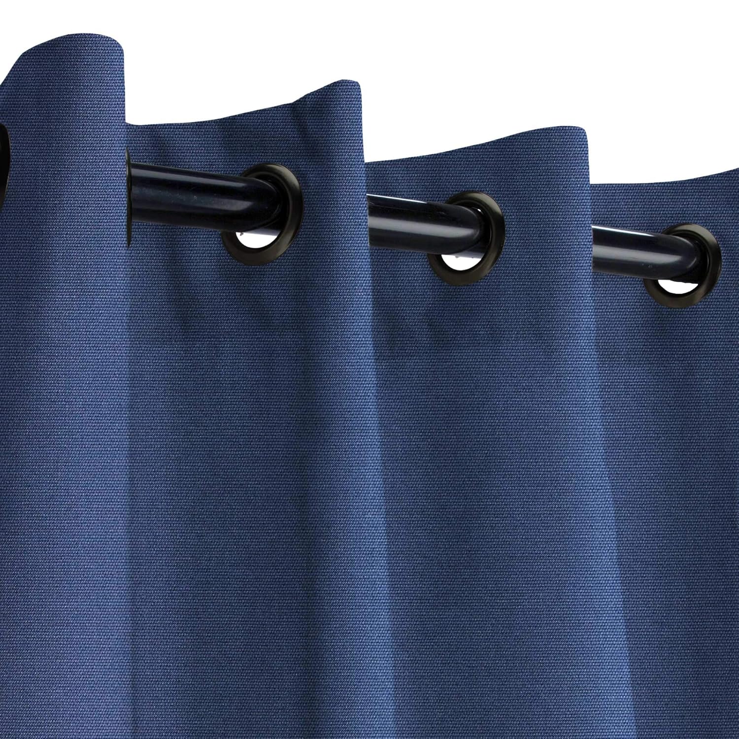 Sunbrella Canvas Brass Outdoor Curtain with Dark Gunmetal Grommets 50 in. Wide x 84 in. Long