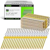 meite 21 Degree Framing Nails 3-1/4 Inch Galvanized Plastic Collated Framing Nails, Full Round Head Smooth Shank Structural Nails for 20&deg;-22&deg; Framing Nailer Gun Roof Decking Sheathing 1,000PCS