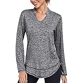 Absttith Women's Long Sleeve Workout Shirts Running Yoga Tops Athletic V Neck Sport Tee Side Split