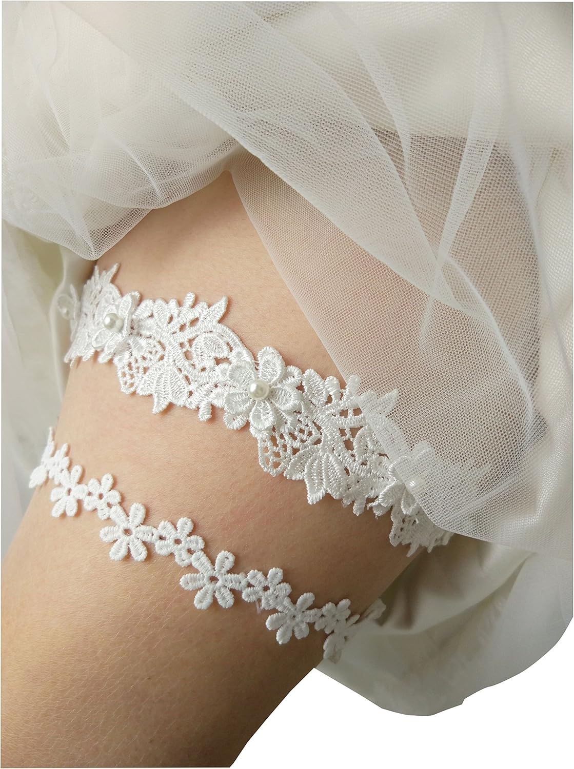 Wendalern Jarretelles Pour Mariée En Ruban Noir Avec Nœud En