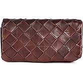 VILENCA HOLLAND Genuine Leather Wallets for Women, Small Wallet for Ladies Zipper Coin Purse Credit Card Holder with Strap (VL-167-BROWN)