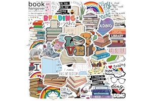FXBUY 50Pcs Love Reading Stickers Decal, Motivational Quote Stickers Bookish,Book Library Stickers,Book Accessories for Reading Lovers,Vinyl Waterproof Decals for Kids Teens (Book)