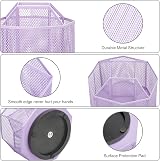 EXERZ Desk Organiser 360 Rotating Mesh Caddy Light Purple 5 Compartments view 6