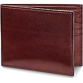 Bosca Men's Leather Wallet - RFID Security Lining - 8 Card Slots - Divided Currency Well - Full Grain Italian Leather with Glossy Finish - Dark Brown
