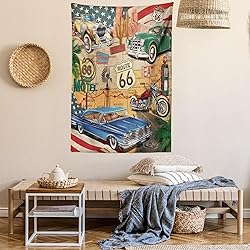 Lunarable Route 66 Tapestry Twin Size, Old