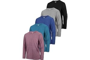 HXP 5 Pack Boys Long Sleeve Shirts Youth Dry Fit Shirts Boys' Activewear Athletic Performance T-Shirts Clothes 6-18 Years