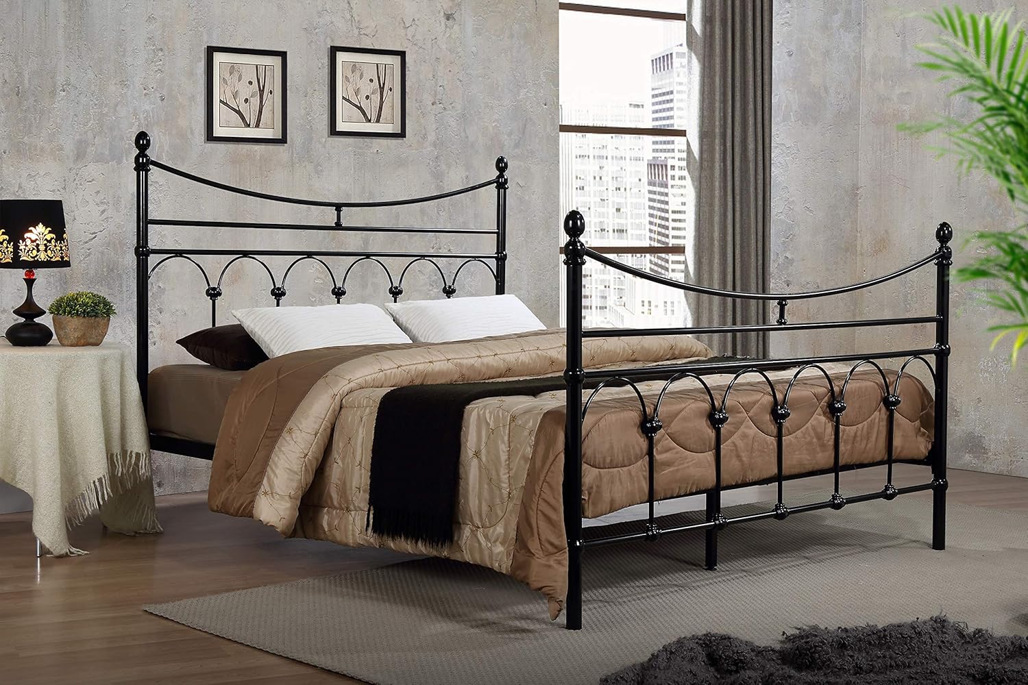 Atlanta Victorian Style Metal Bed Frame Black Double King Size