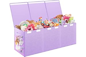 Mabahoo Extra Large Toy Box, Toy Box for Kids Boys Girls, Collapsible Sturdy Toy Storage Organizer with Mesh Pockets, 41"x14"x16" Kids Toy Chest Boxes Bins Baskets for Nursery, Playroom, Purple