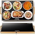 Food Warming Mat (XL 24"x16"), Food Warmers for Parties Buffet and Daily Use, Full Surface Warm Evenly Electric Warming Tray with Button Temperature Control, Gold Handles Warming Mat for Food, Black
