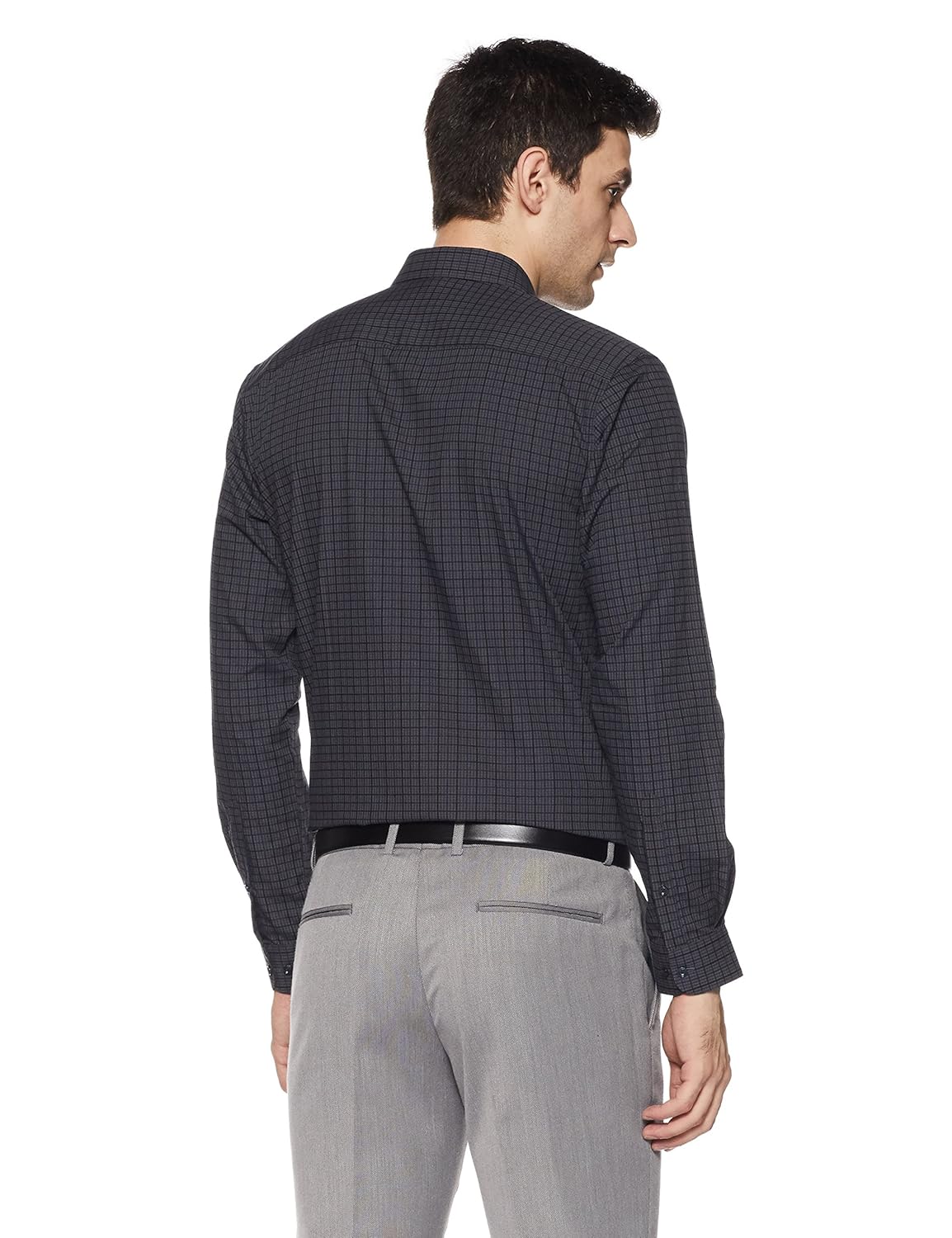 peter england men's checkered slim fit formal shirt