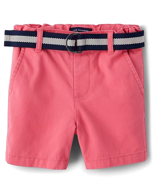 The Children's Place Baby Boys' and Toddler Twill Belted Chino Short, Astible, 18-24 Monts